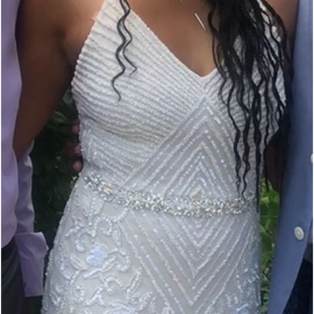 beautiful white antique beaded wedding dress